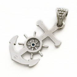 Ancora e timone con turchese, retro