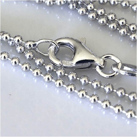 Catena microsfere lucide medie rodiata cm.45