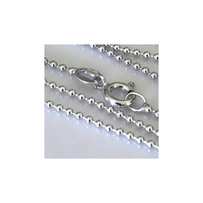 Catena microsfere lucide medie rodiata cm.50