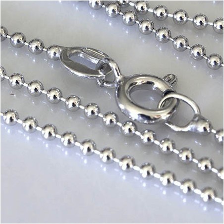 Catena microsfere lucide medie rodiata cm.50