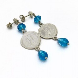 Orecchini moneta e topazio azzurro
