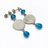 Orecchini moneta e topazio azzurro