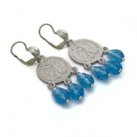 Orecchini moneta e gocce topazio azzurro