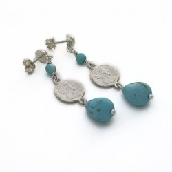 Orecchini moneta romana e turchese