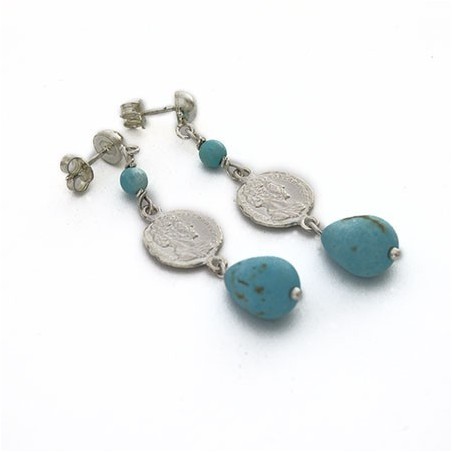 Orecchini moneta romana e turchese
