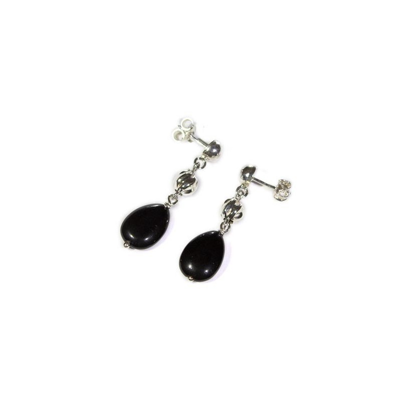 Orecchini goccia onice nero piatto