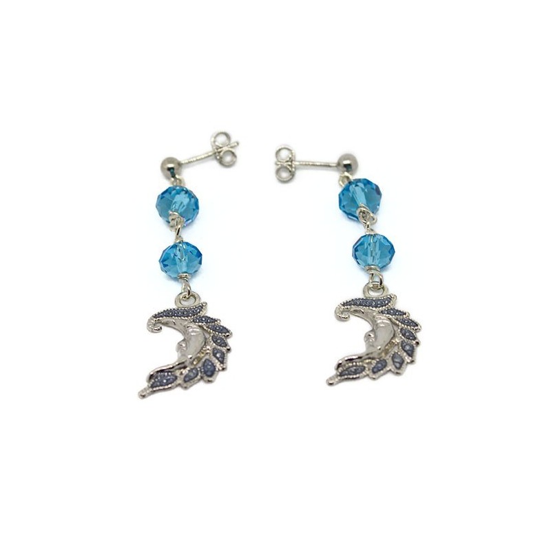 Orecchini luna topazio azzurro