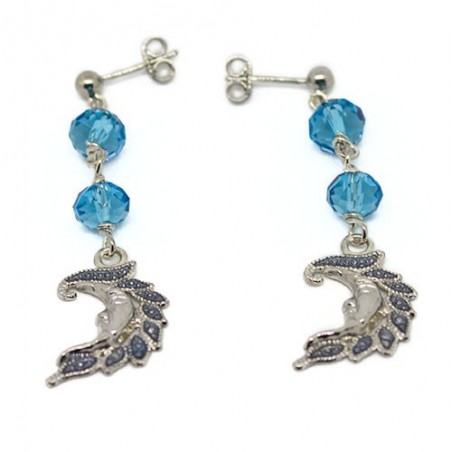 Orecchini luna topazio azzurro