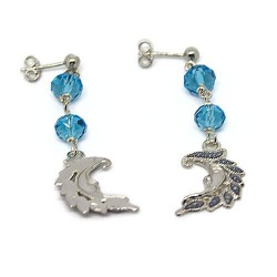 Orecchini luna topazio azzurro