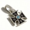 Croce templare con turchese centrale, smalto nero