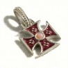 Croce templare con corallo centrale, smalto rosso