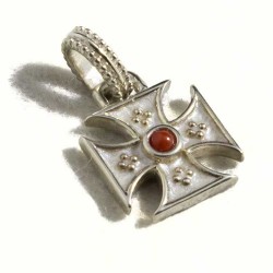 Croce templare corallo centrale e smalto bianco