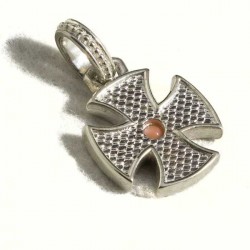 Croce templare con texture, smalto verde, corallo