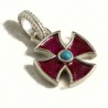 Croce templare con texture, smalto rosso, turchese