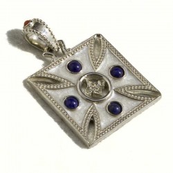 Croce templare quadrata grande, smalto bianco, lapislazzulo