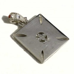 Croce templare quadrata grande, smalto bianco, lapislazzulo