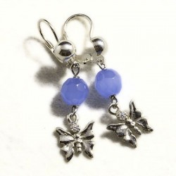 Orecchini con agata azzurra e farfalla
