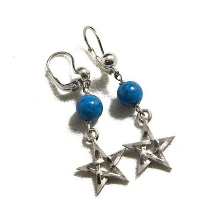 Orecchini con turchese e pendente stella