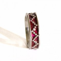 Fedina microsfere zig-zag, smalto rosso