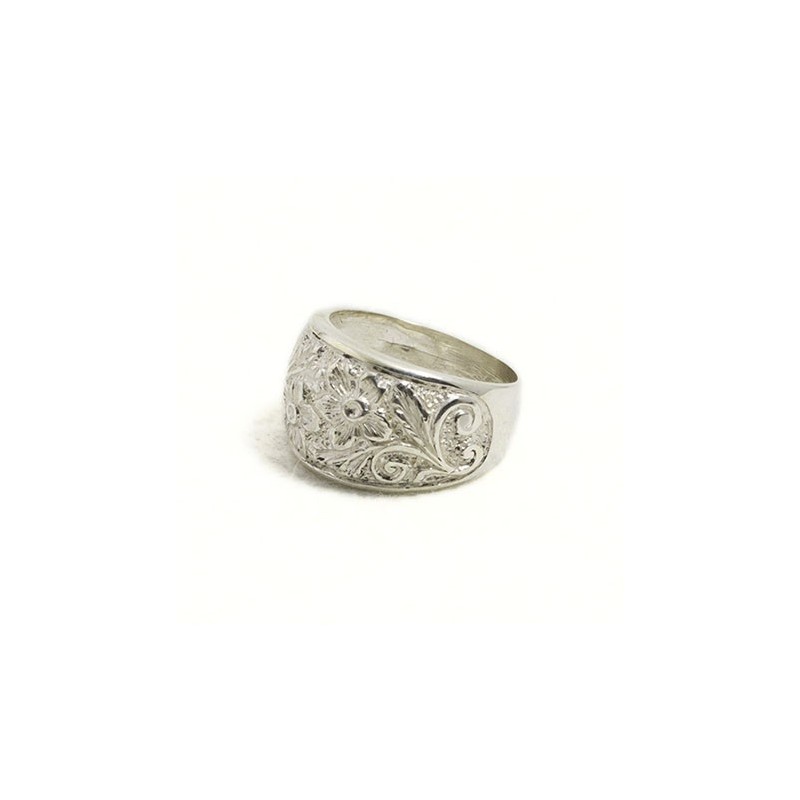 Anello donna inciso con fiori