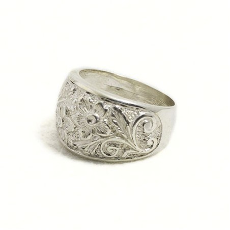 Anello donna inciso con fiori
