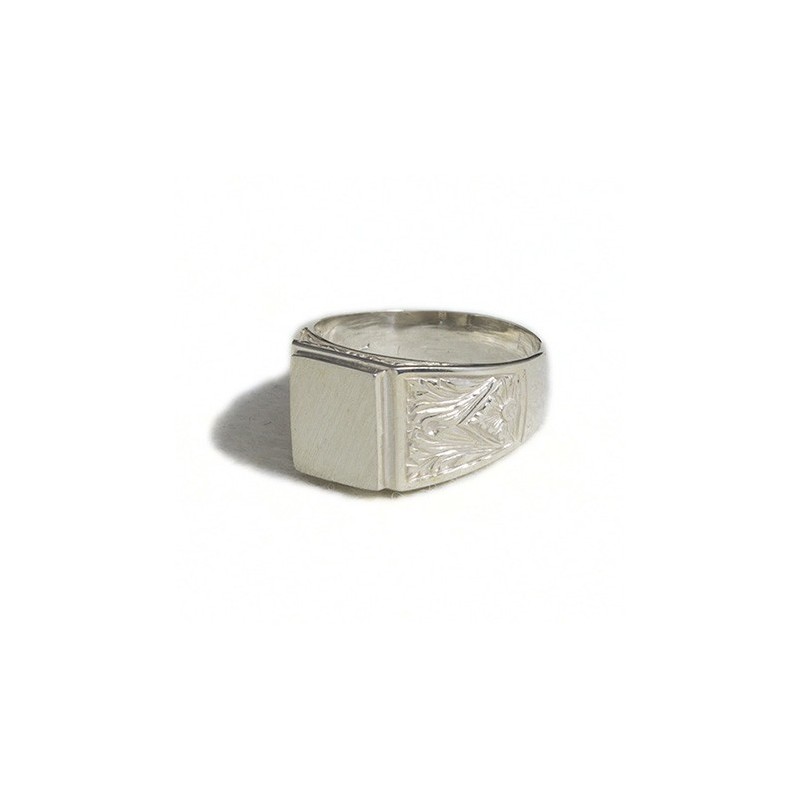 Anello uomo inciso rettangolare