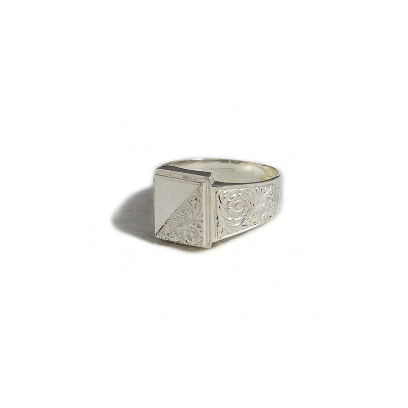 Anello uomo inciso rettangolare