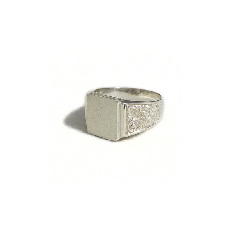 Anello uomo inciso rettangolare