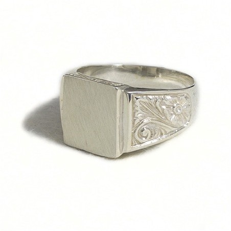Anello uomo inciso rettangolare