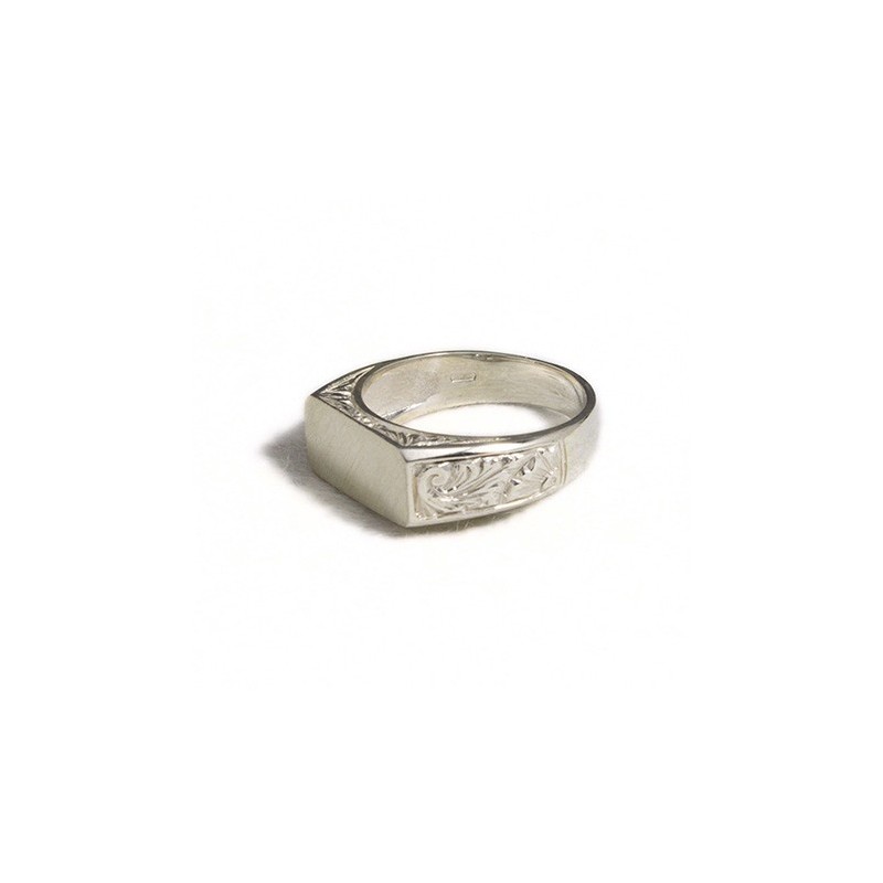 Anello uomo inciso rettangolare