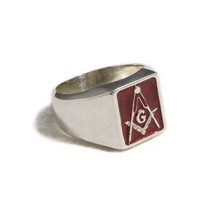 Anello massonico smaltato rosso